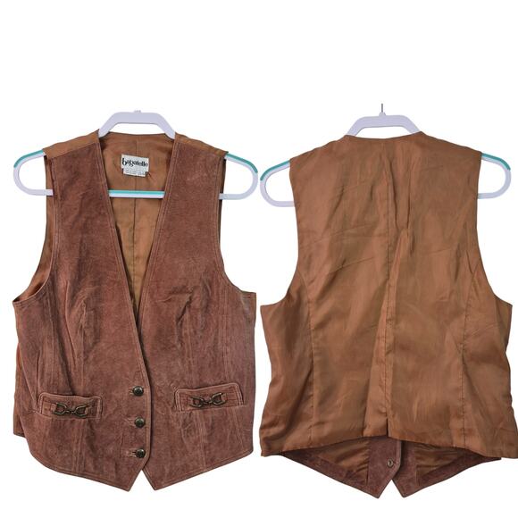 Bagatelle Brown Suede Leather Front Equestrian Snaffle Bit Vest Large - Picture 1 of 2